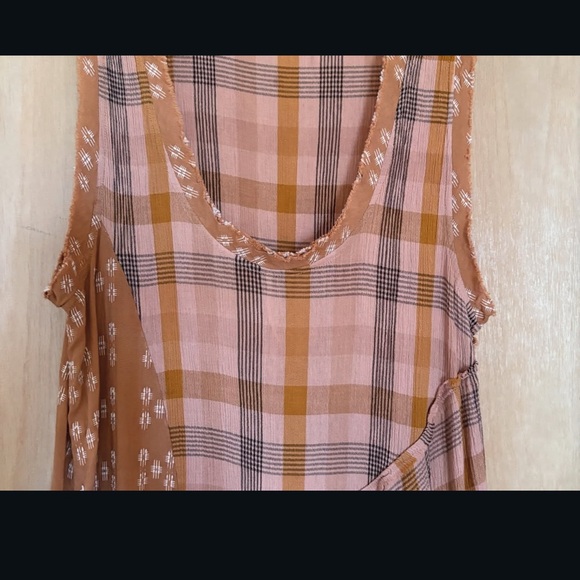 FREE PEOPLE No Stress Midi Dress Plaid Mixed Print Sz Sm - Picture 7 of 8